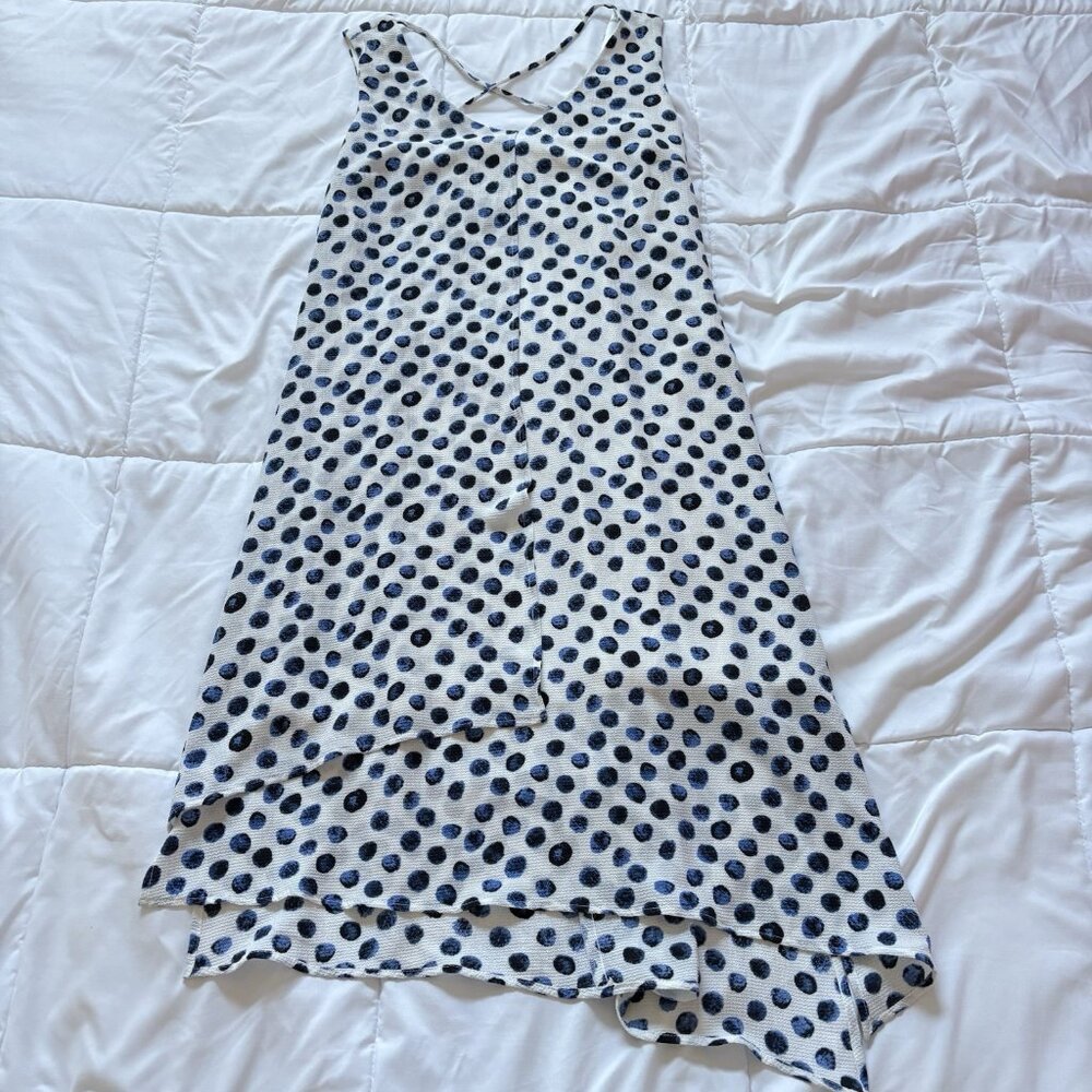 NWT Womens Size Small White Blue Polka Dot‎ Tank Maxi Dress Summer Beach Classic